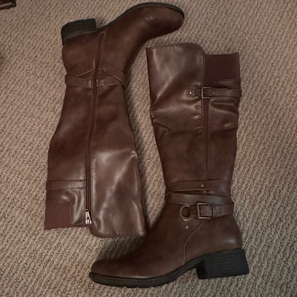 Kim Rogers brown paren boots - brown 1 sz 6 - zip closure - almond toe - Picture 1 of 5